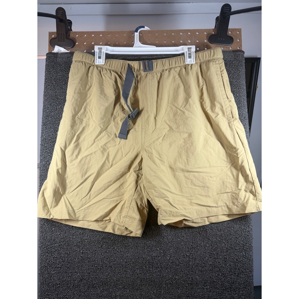Columbia Hiking Shorts Mens Large Tan Khaki Belted Mesh Lined 8 Inch Inseam